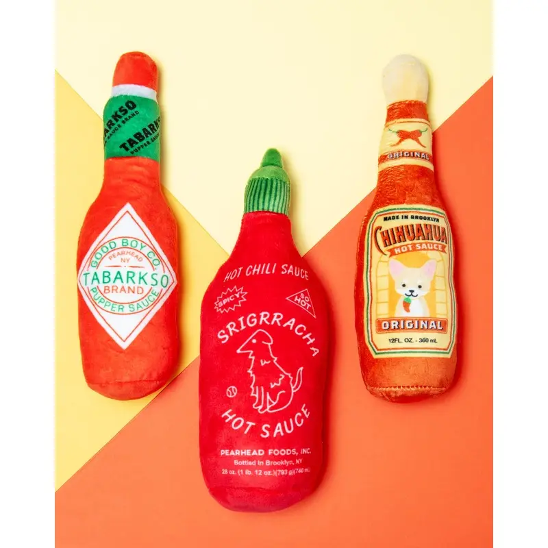 Hot Pupper Sauce Squeaky Plush Dog Toy (3-Piece Set)
