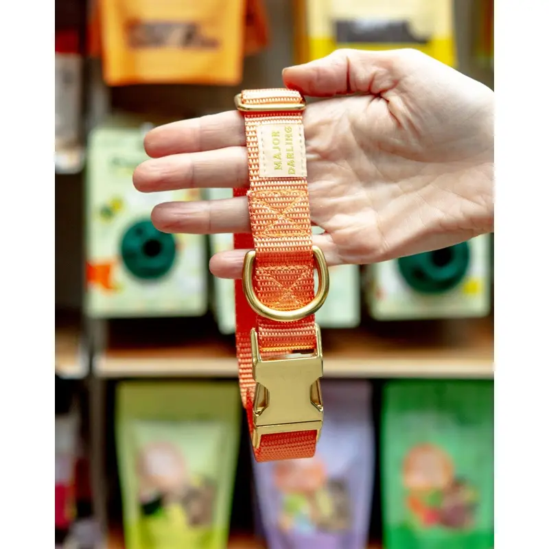 Side-Release Buckle Dog Collar in Peach (Made in the USA)