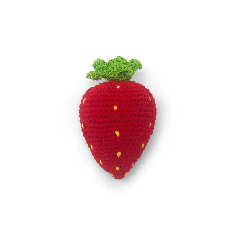 Strawberry Squeaky Knit Dog Toy