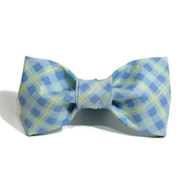 TRISH HAMPTON | Light Blue & Pale Yellow Plaid Bow Tie
