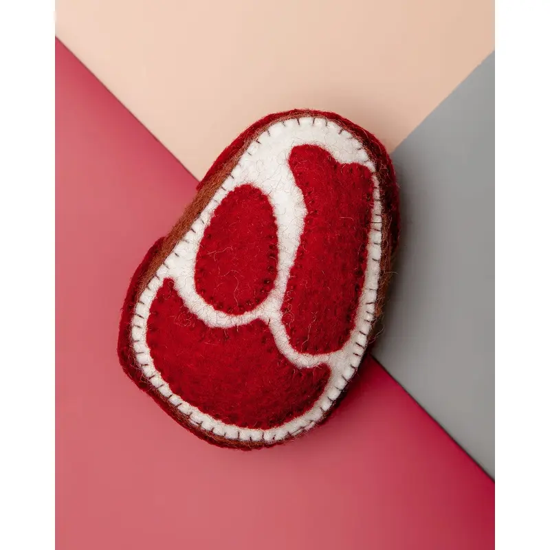 Boiled Wool Steak Dog Toy  << FINAL SALE >>