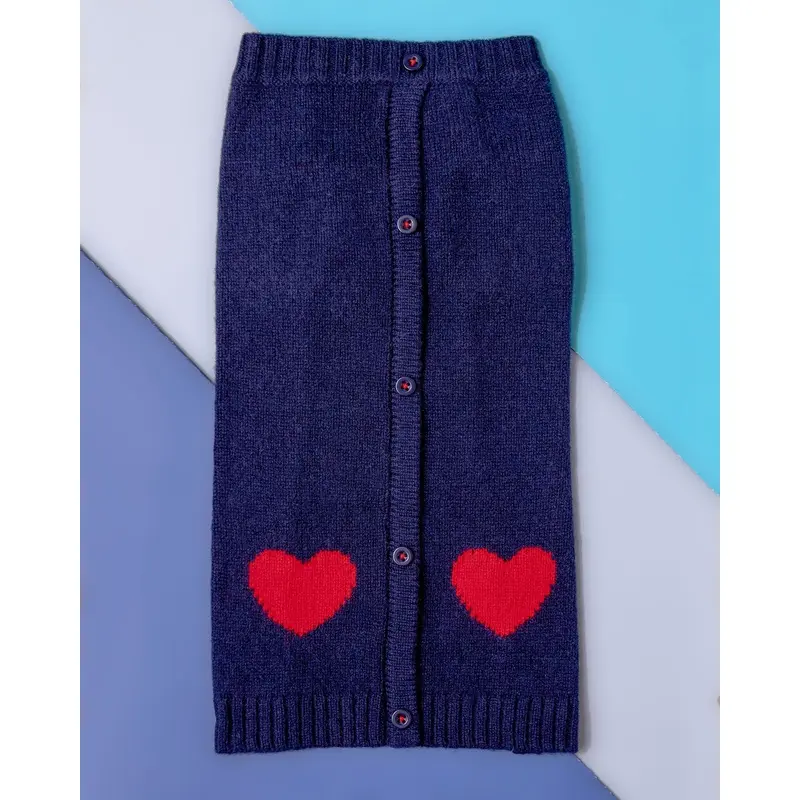 Heart Cardigan Dog Sweater in Navy (FINAL SALE)