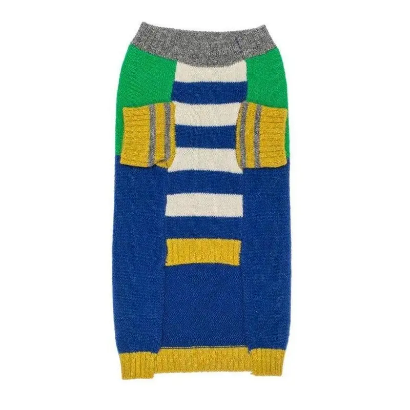 WARE OF THE DOG | Crazy Stripe Sweater in Green + Royal Blue