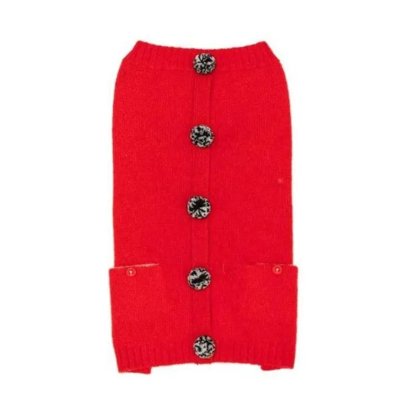 WARE OF THE DOG | Pom Pom Cardigan in Red