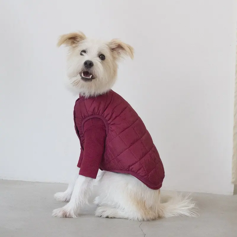 DENTISTS APPOINTMENT | Warm Quilted Vest in Burgundy (w/ Harness Hole)