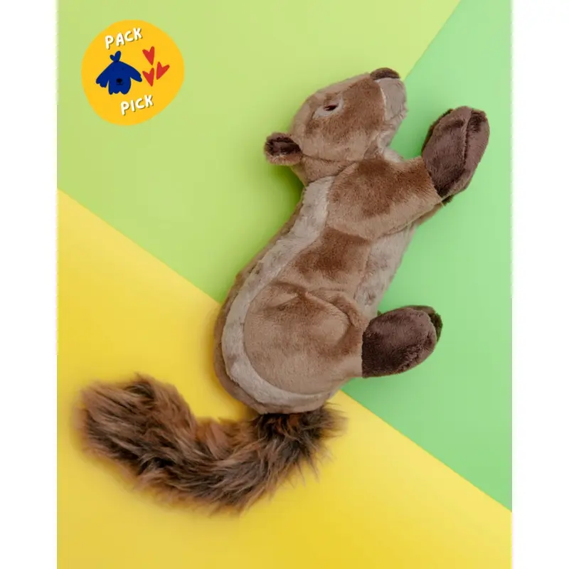 Peanut the Squirrel Squeaky Dog Plush Toy