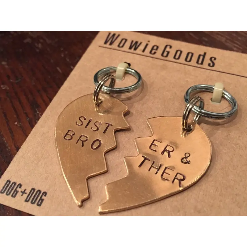WOWIE GOODS | Brass Brother + Sister Heart Tag Set (Large)