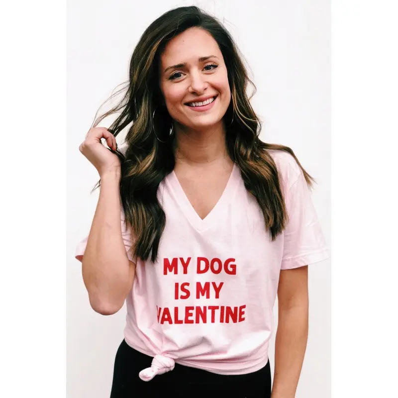 NELLIE MAE | My Dog Is My Valentine V-Neck Tee