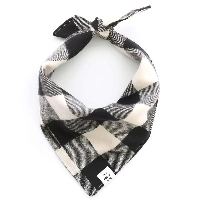 THE FOGGY DOG | Black and White Check Flannel Bandana