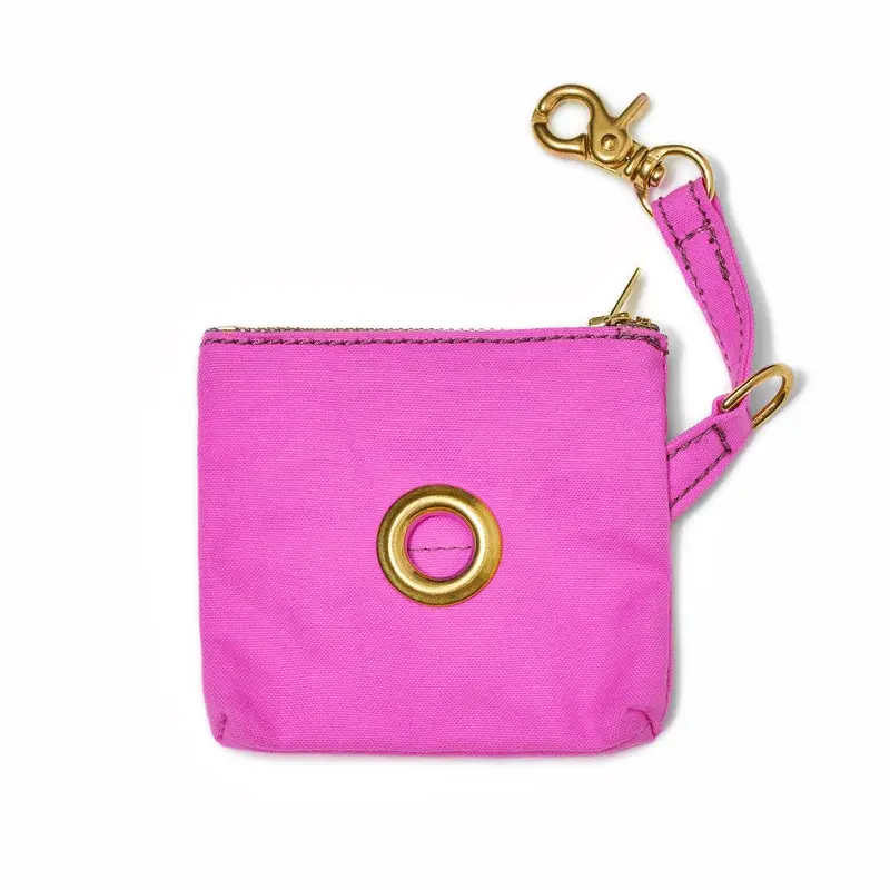 FOUND MY ANIMAL | Bright Pink Waxed Cotton Canvas Poop Bag Dispenser