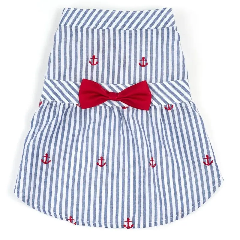 THE WORTHY DOG | Anchor Dress in Navy Stripe