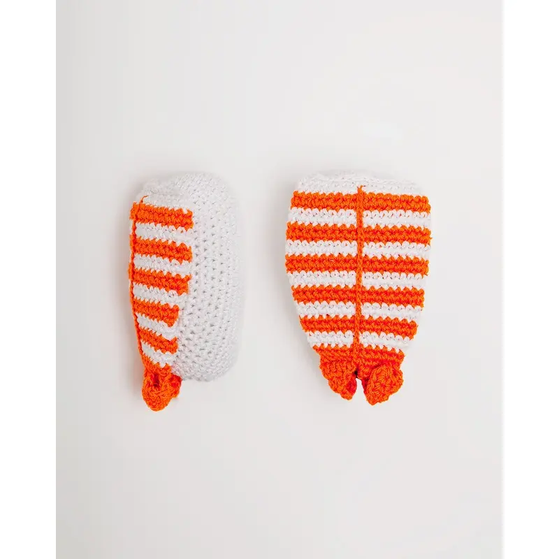 Shrimp Sushi Squeaky Knit Dog Toy