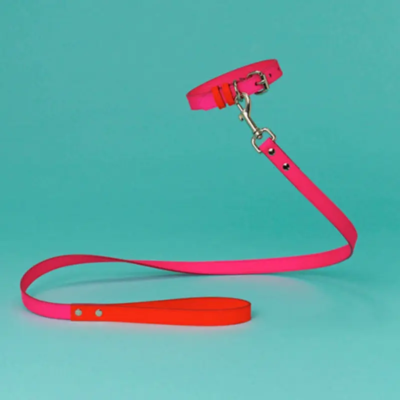 WARE of the DOG | Two Tone Leather Leash in Pink / Orange