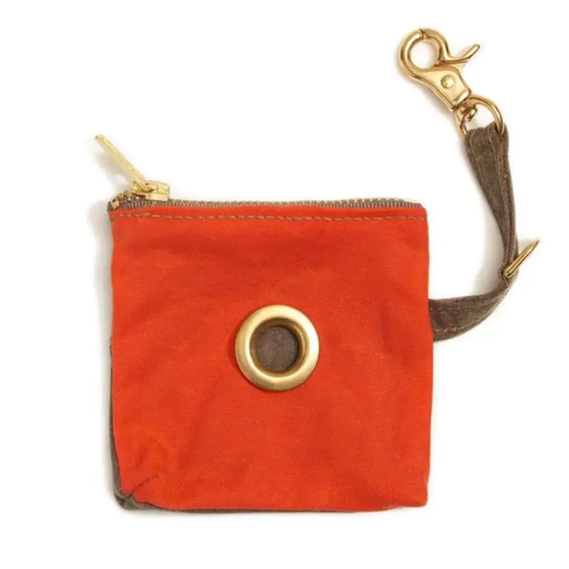 FOUND MY ANIMAL | Orange Waxed Cotton Canvas Poop Bag Dispenser