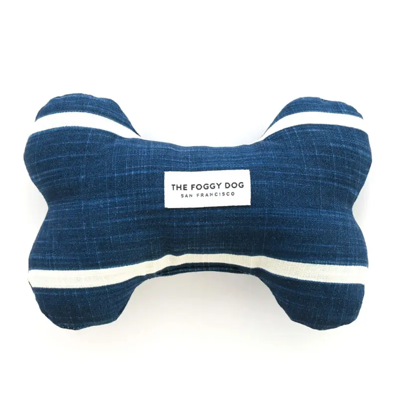 THE FOGGY DOG | Modern Stripe Bone Toy in Navy