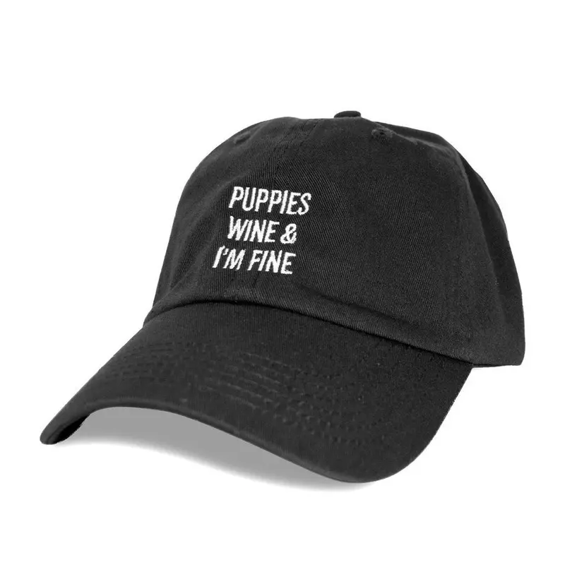 PUPPIES MAKE MY HAPPY | Puppies, Wine & I'm Fine Hat in Black