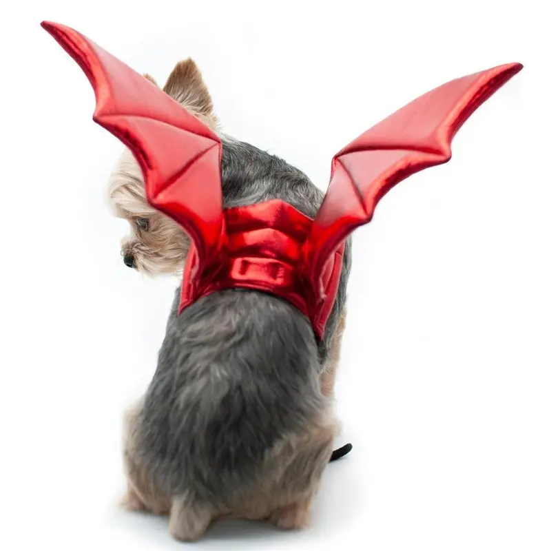 Adjustable Tie-On Dragon Howl-O-Ween Dog Wings in Red