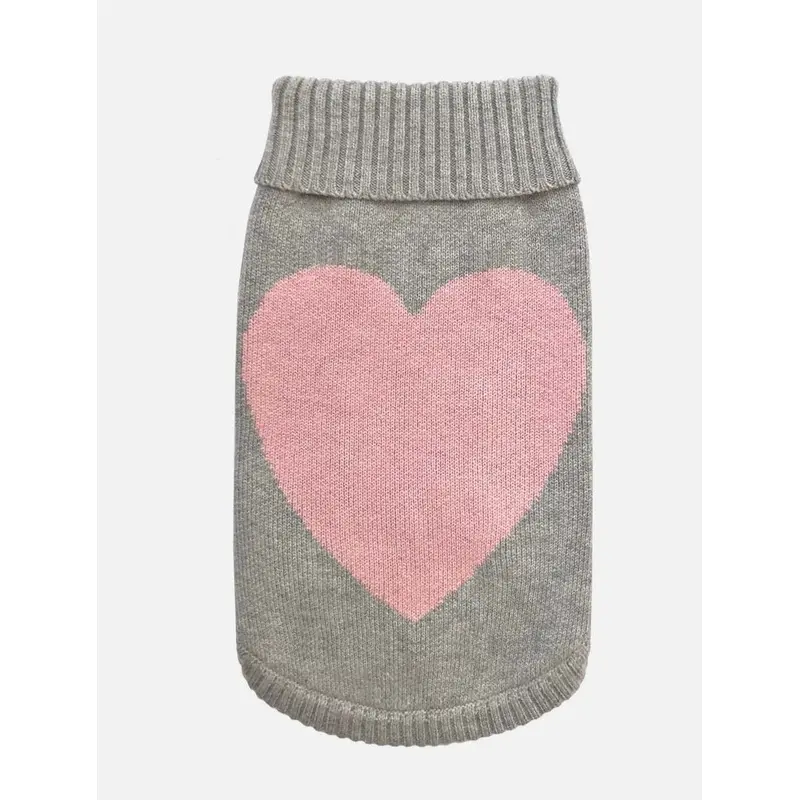 TINY WOLF | Love Heart Dog Sweater in Grey