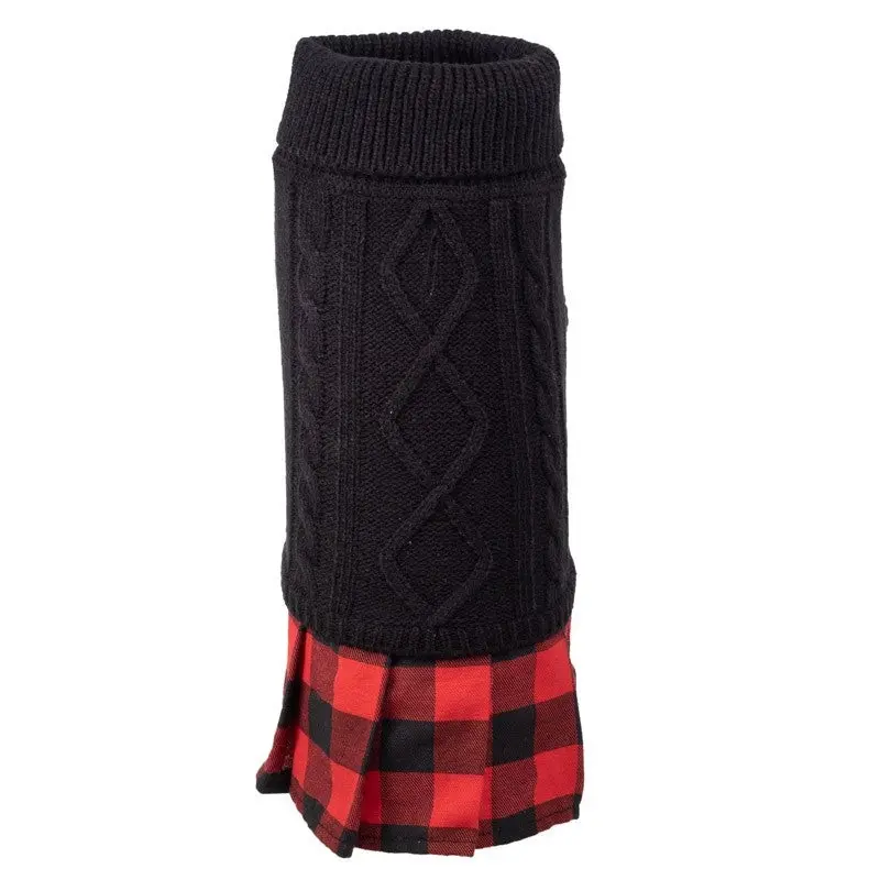 WORTHY DOG | Turtleneck Dress in Black & Buffalo Check