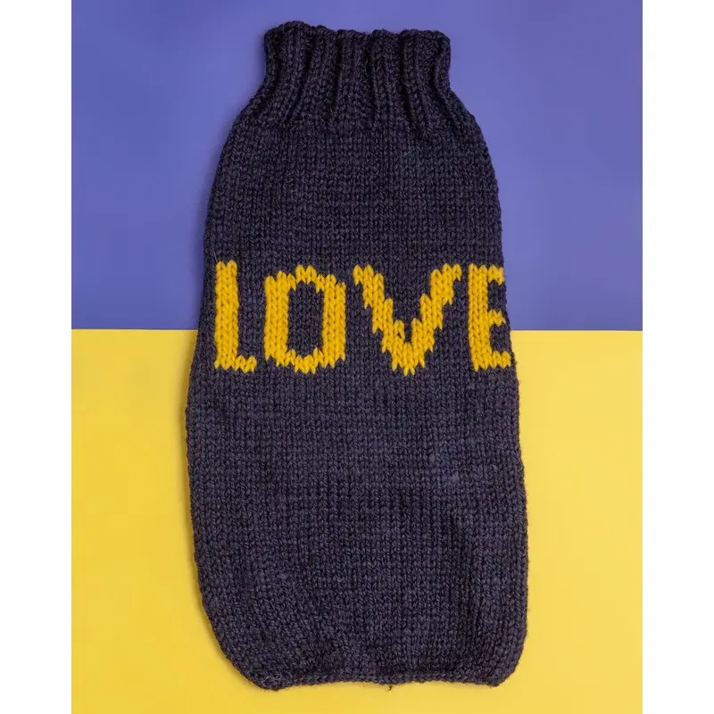 "Love" Knit Dog Sweater in Navy Alpaca  << CLEARANCE >>