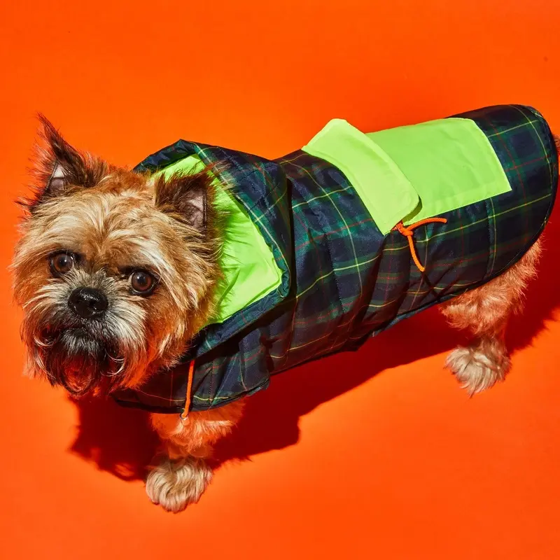 Plaid/Neon Nylon Puffer (FINAL SALE)