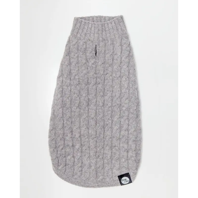 The Topo Cashmere Cable Knit Dog Sweater in Brume Grey (Made in NYC)