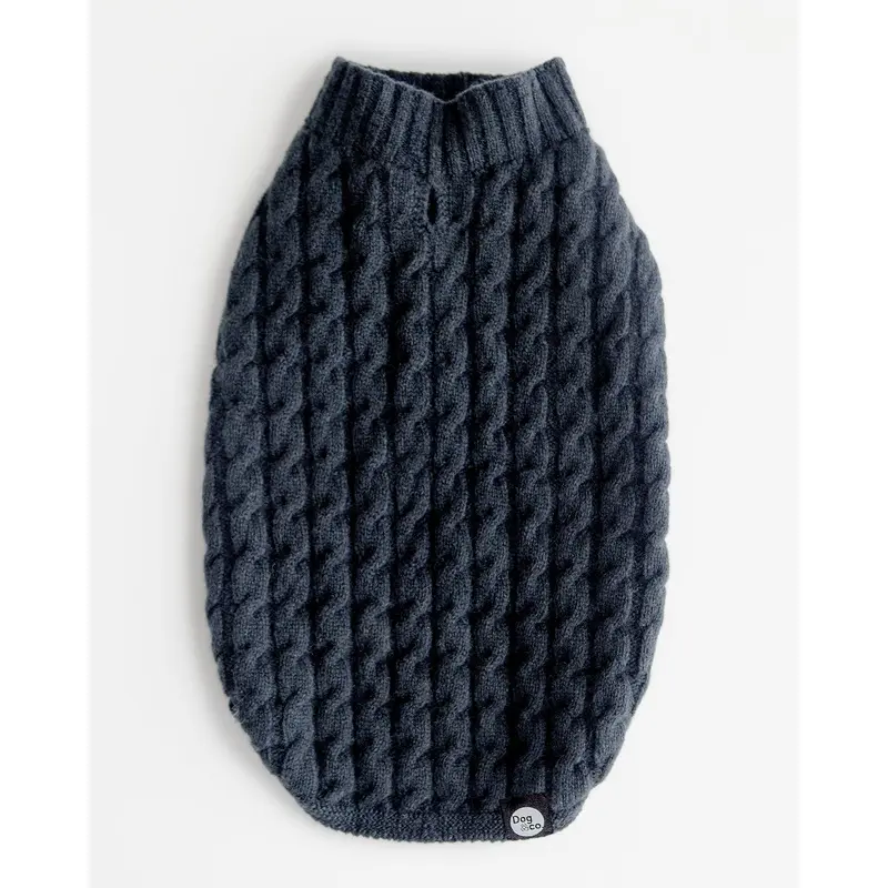 The Topo Cashmere Cable Knit Dog Sweater in Nightwatch Green