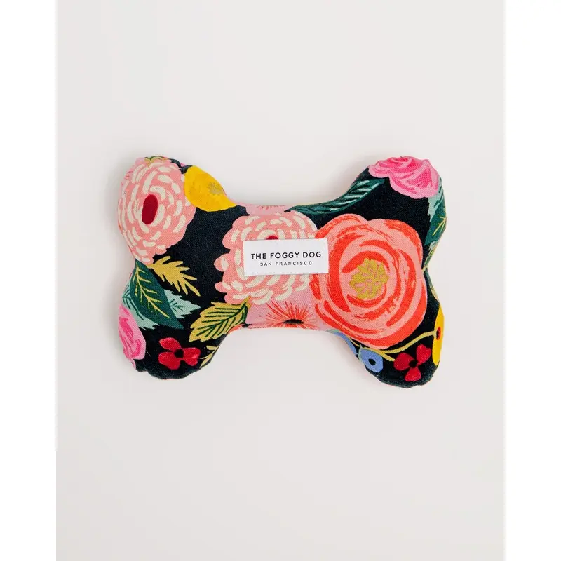 Painted Peonies Midnight Dog Squeaky Toy (FINAL SALE)