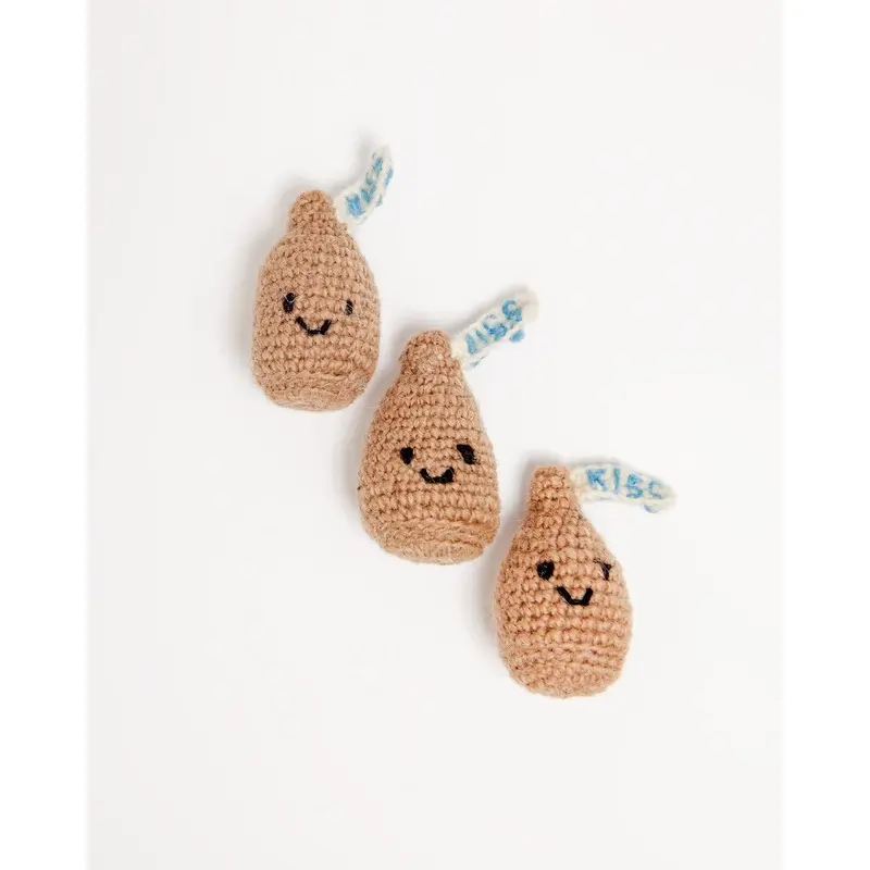 Hand Knit Chocolate Kiss Cat Toy