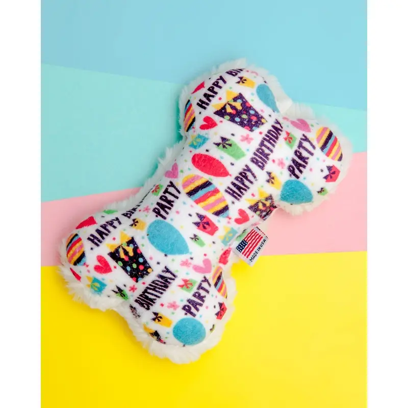 Happy Birthday Bone Plush Dog Toy (FINAL SALE)