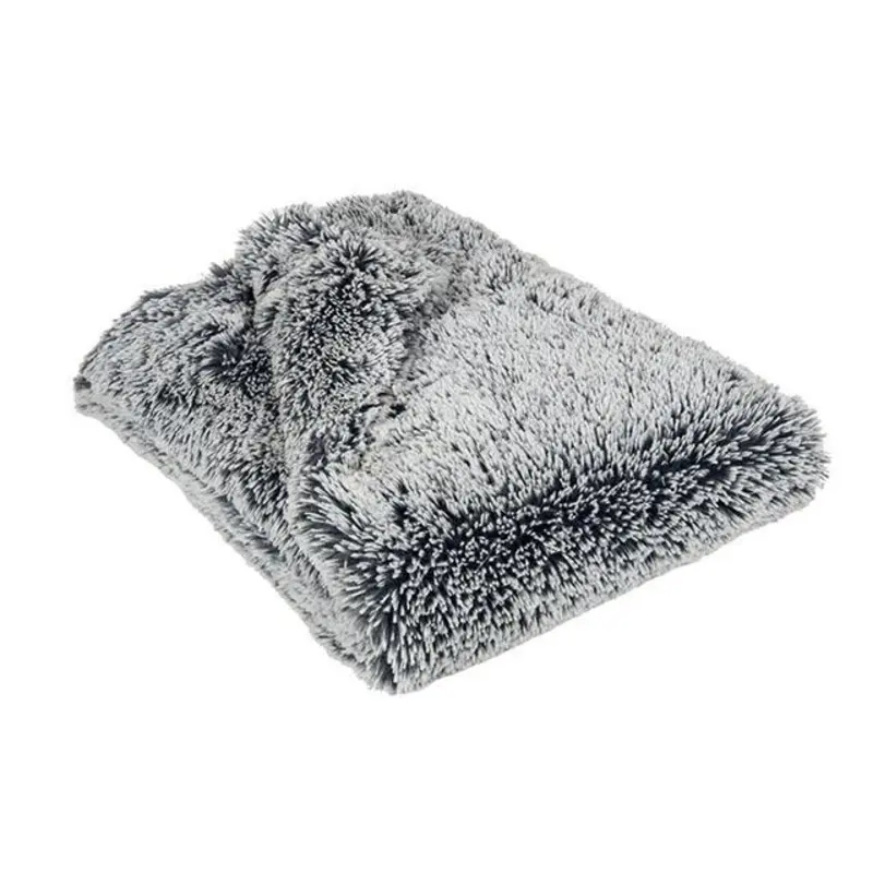 Faux Fur Blanket in Slate & Blue Steel