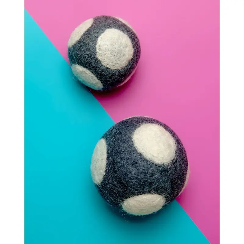 Polka Dot Ball Toy in Grey and White
