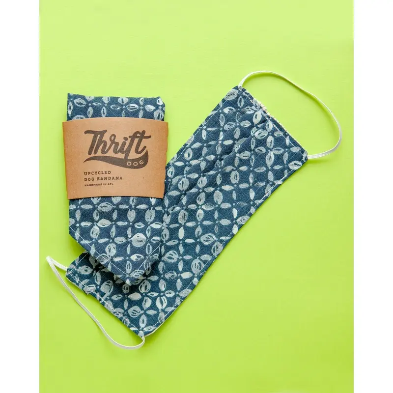 Face Mask & Dog Bandana Set in Blue Petal Print