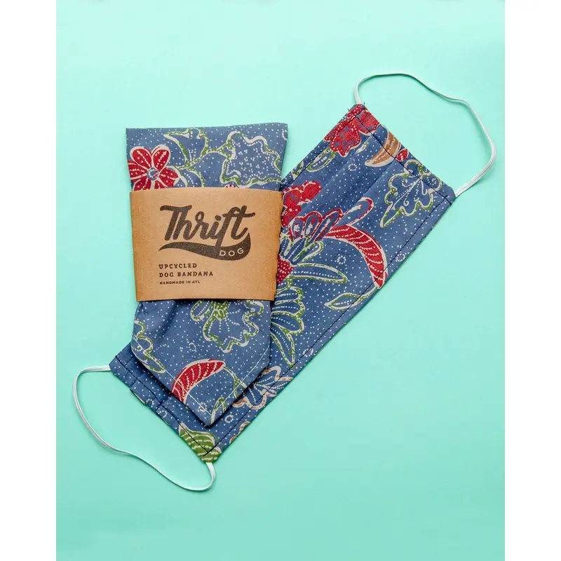 Matching Face Mask & Dog Bandana Set in Blue Dot