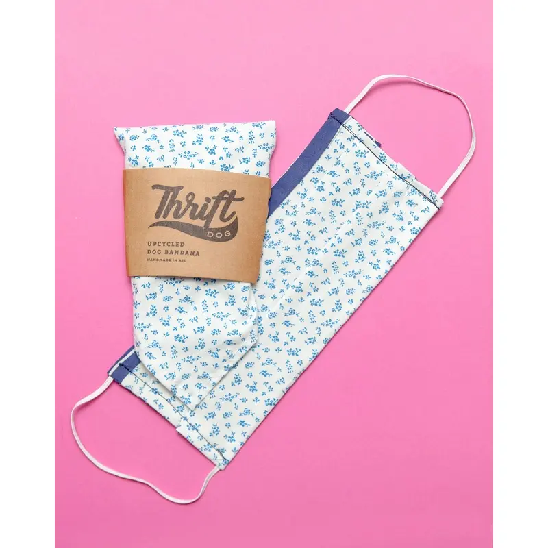 Matching Face Mask & Dog Bandana Set in Little Blue Flower