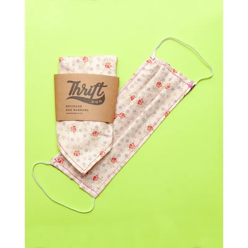 Matching Face Mask & Dog Bandana Set in Pink Floral