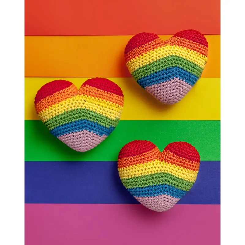 Rainbow Heart Knit Dog Toy