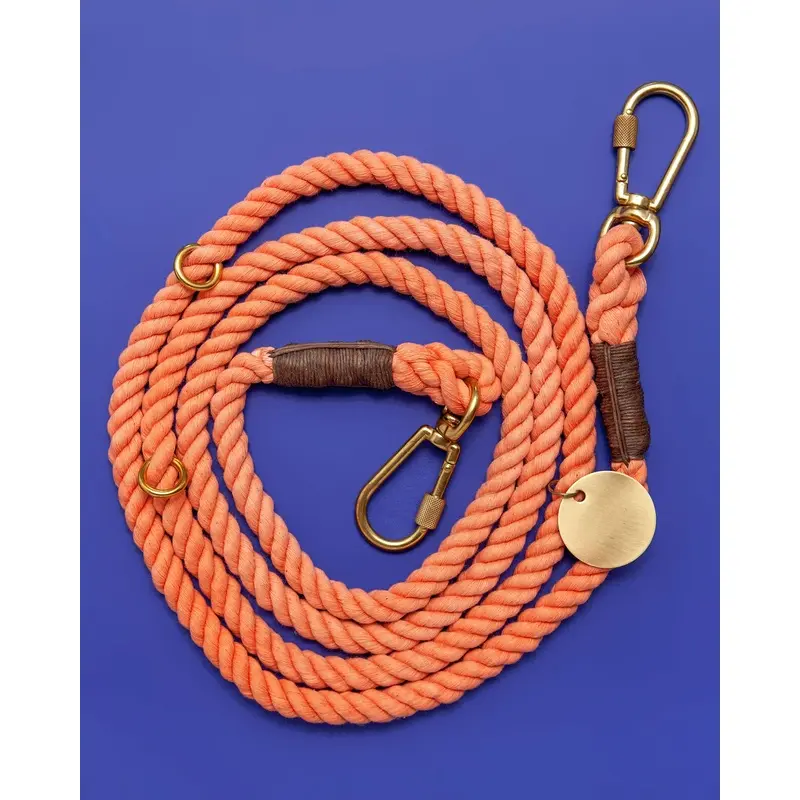 Adjustable Rope Lead in Peach (Made in the USA)