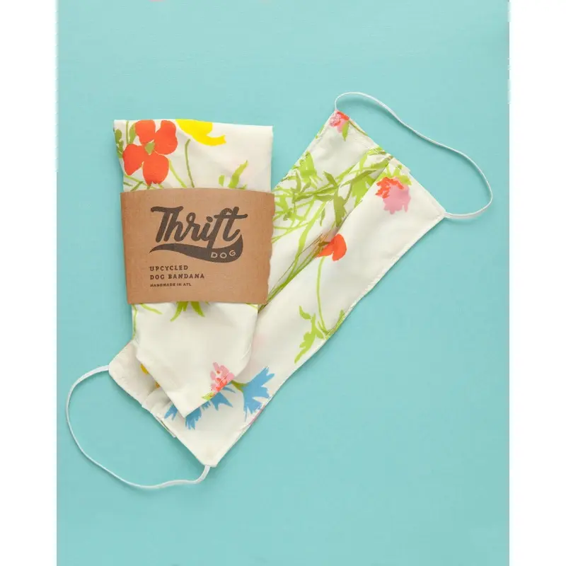 Matching Face Mask & Dog Bandana Set in White Floral