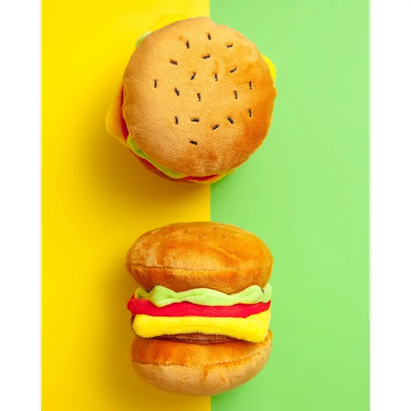 Mini Hamburger Plush Dog Toy