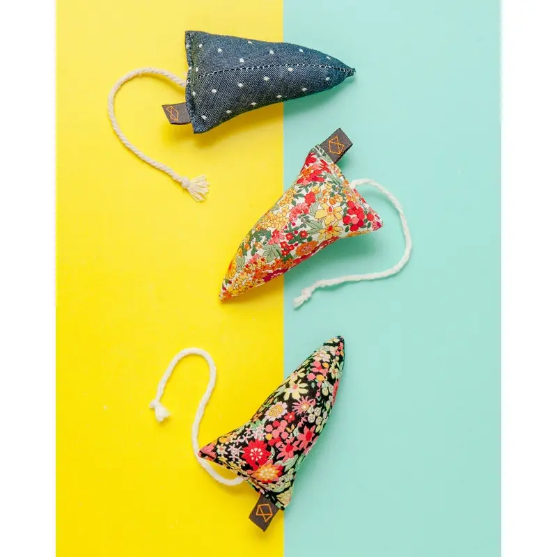 Three Modern Mice Cat Toys in Floral (Made in the USA) (FINAL SALE)
