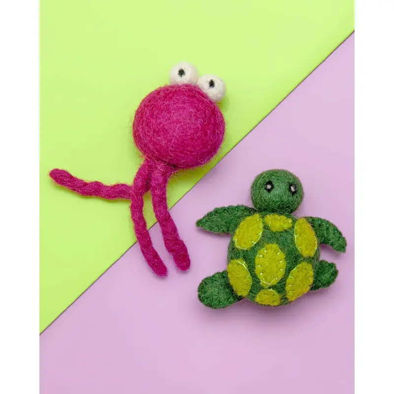 Turtle & Jellyfish Wool Cat Toy Set (2-pack)