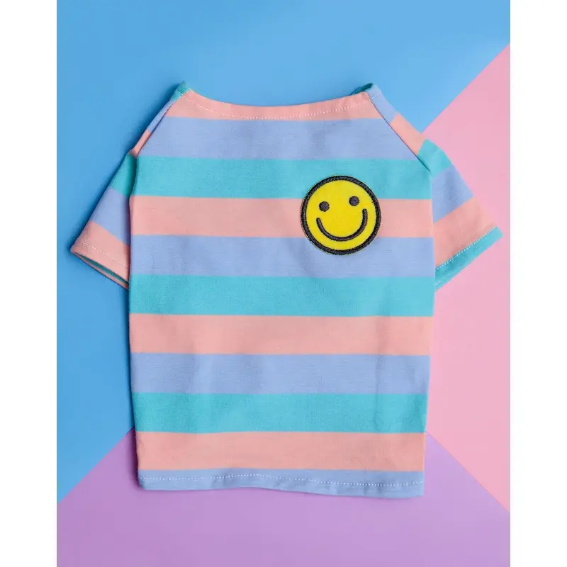 Smiley Stripe Dog T-Shirt