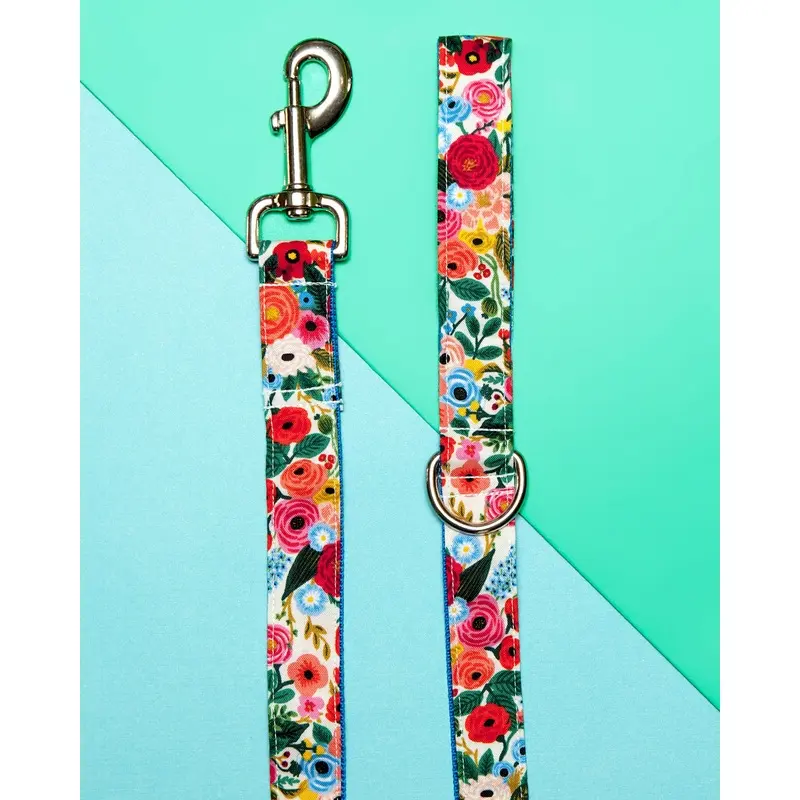 Blue Floral Print Dog Leash (Made in the USA)