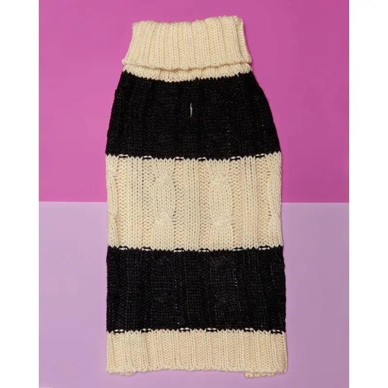 Fisherman Cable Striped Dog Sweater (FINAL SALE)
