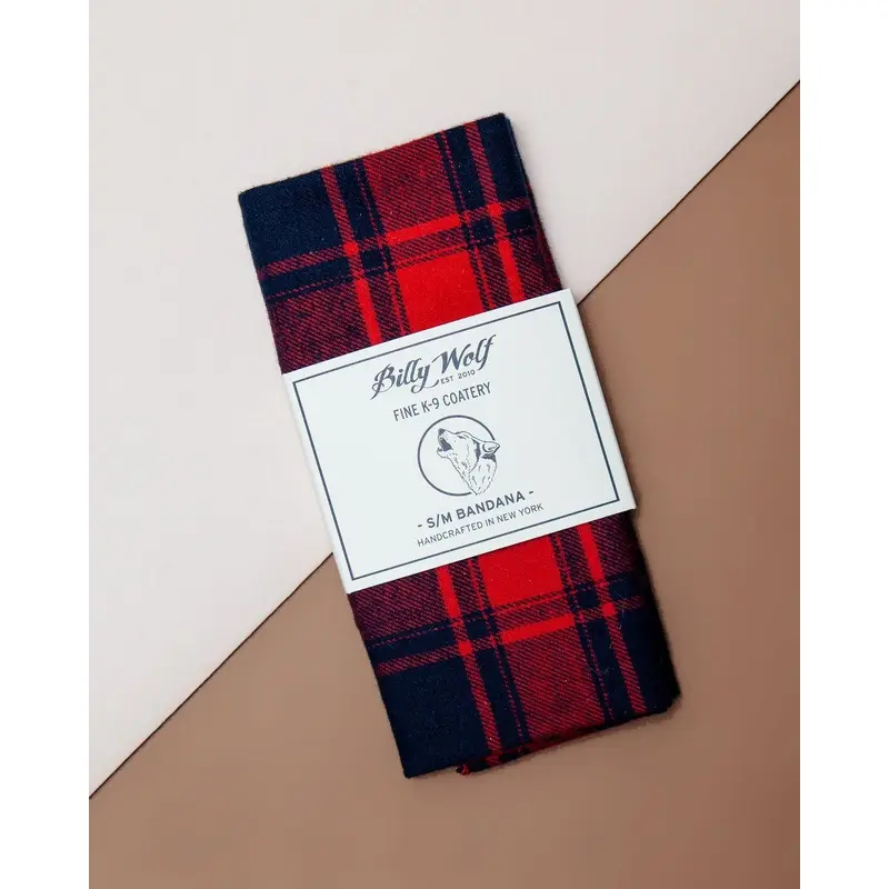 Charley Red & Navy Plaid Flannel Dog Bandana << FINAL SALE >>
