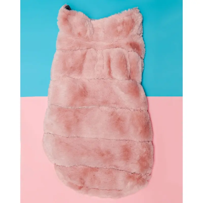 Faux Fur Coat in Blush