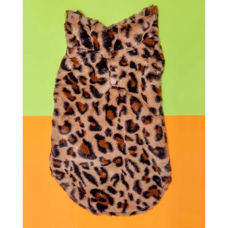 Faux Fur Dog Coat in Leopard