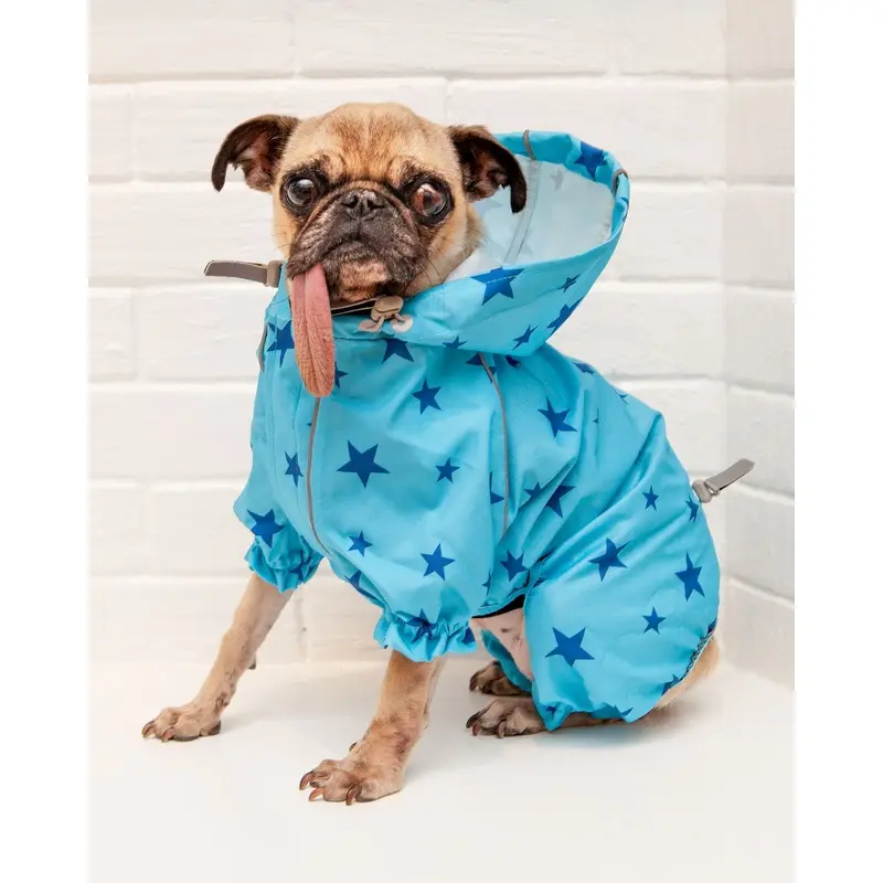 Reflective Dog Rainsuit in Blue Stars << FINAL SALE >>