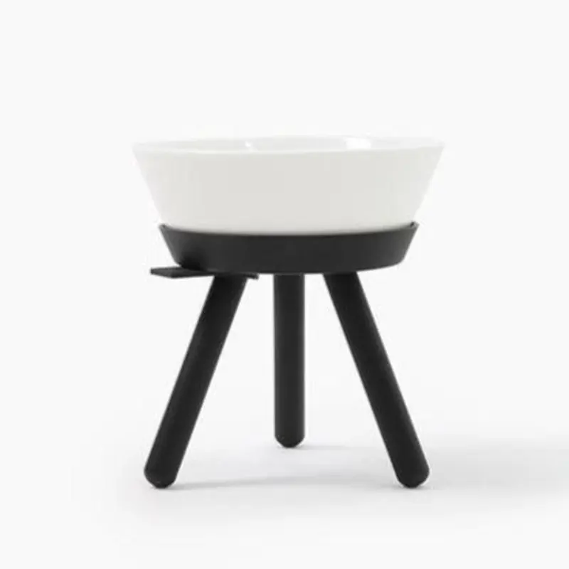 Elevated Ceramic Dog Bowl W/ Stand in Black (Tall)